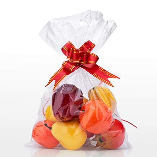 Awpeye Clear Basket Bags, 25 Pack Large Cellophane Wrap for Baskets and Gifts, 12x18 Inches Cellophane Bags, 2 Mil Thick