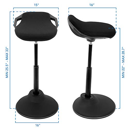 Mount-It! Ergonomic Sit Stand Stool [360° Tilt] Height Adjustable, Leaning Chair for Standing Desk, Airlift 360 Degree Sit-Stand, Sitting Balance Chair, Non-Slip Weighted Base (Black)