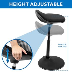 Mount-It! Ergonomic Sit Stand Stool [360° Tilt] Height Adjustable, Leaning Chair for Standing Desk, Airlift 360 Degree Sit-Stand, Sitting Balance Chair, Non-Slip Weighted Base (Black)