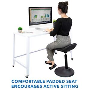 Mount-It! Ergonomic Sit Stand Stool [360° Tilt] Height Adjustable, Leaning Chair for Standing Desk, Airlift 360 Degree Sit-Stand, Sitting Balance Chair, Non-Slip Weighted Base (Black)