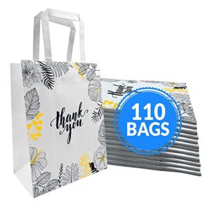 reli. paper bags | 110 pcs bulk | 8″x4.5″x10.25″ | paper thank you bags | white paper bags with handles, printed | small thank you gift bags for guests | gifts, wedding, merchandise, business
