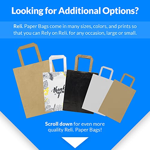 Reli. Paper Bags | 110 Pcs Bulk | 8"x4.5"x10.25" | Paper Thank You Bags | White Paper Bags with Handles, Printed | Small Thank You Gift Bags for Guests | Gifts, Wedding, Merchandise, Business