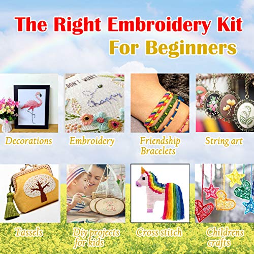 Embroidery Floss Rainbow Color 50 Skeins Per Pack Cross Stitch Threads Friendship Bracelets Floss Crafts Floss