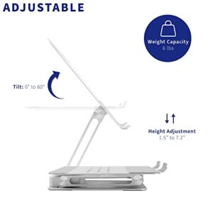 VIVO Universal 11 x 9 inch Height Adjustable Ergonomic Laptop Riser Docking Station with USB-C, USB-A, HDMI 4K60, DP 4K60, PD, RJ45, Tabletop Desk Stand Power Hub, Silver, STAND-V000LD