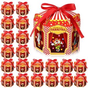 carnival treat boxes circus cupcake paper candy boxes red white stripes carnival paper favor boxes carnival goody gift decorations for carnival theme birthday halloween holiday celebration (24 pcs)