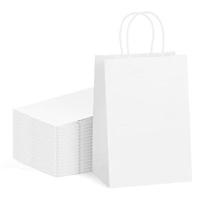 eupako kraft paper bags with handles, 5.25×3.75×8 white small gift bags, kraft shopping bags, party favor bags, retail, business, merchandise for valentine’s day, mother’s day (pack of 25)