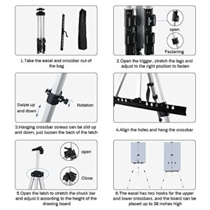 Artist Easel Stand, RRFTOK Aluminum Metal Adjustable Easel for Painting Canvases Height from 17 to 66 Inch,Carry Bag for Table-Top/Floor Drawing and Didplaying