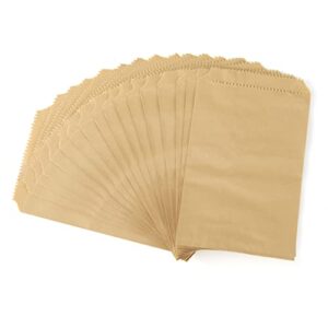 FOCCIUP 100 Pack Brown Kraft Paper Bags 4x6 Inches Flat Envelopes Merchandise Bags for Party Favor Treat Bags