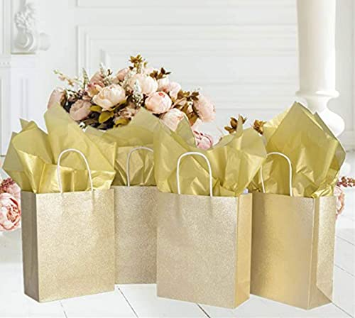 UNIQOOO 60 Sheets Metallic Gold Foil Gift Tissue Paper Bulk, Large 20X26 Inch, Recyclable Durable For Gift Bags Box Gift Wrapping DIY Craft, Wedding Birthday Party Favor Decor, Shredded Filler, Pinata