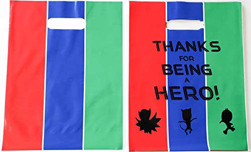 Party Favor Plastic Goodie Bags with Handles- Theme Birthday Supplies Gift Bag for Kids and Adults – Hero Masks (24 Pack)