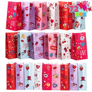 JOYIN 72 Pcs Valentines Day Paper Gift Bags 5x9.4 inch, Valentines Candy Bags, Goodie Bags for Valentine’s Day Party Favors Funny Gift Exchange Novelty Gift Giving Gift Wrapping