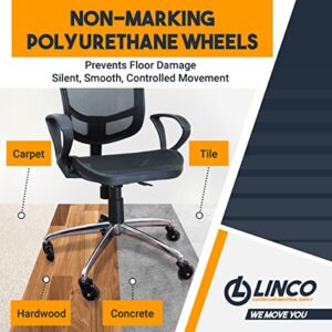 Linco 3” Heavy Duty Swivel Office Chair Wheels - Set of 5 Polyurethane Furniture Wheels with 11mm Stem Size - Replacement Wheels for Office Chair, Gaming Chairs - Capacity: 600 lbs