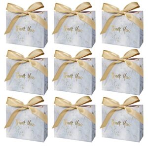 DECHISY 30Pack Small Thank You Gift Bags,Marble Pattern Party Favor Bags with Gold Bow Ribbon,4.5x1.8x3.Inches,Paper Bags for Birthday Wedding Bridesmaid Holiday Valentines Day (Gold)