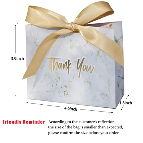 DECHISY 30Pack Small Thank You Gift Bags,Marble Pattern Party Favor Bags with Gold Bow Ribbon,4.5x1.8x3.Inches,Paper Bags for Birthday Wedding Bridesmaid Holiday Valentines Day (Gold)