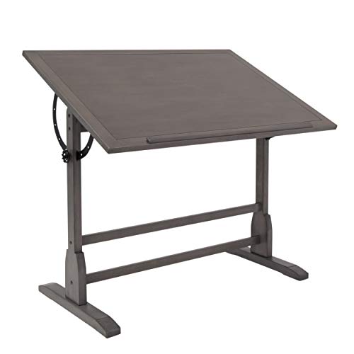 SD STUDIO DESIGNS Vintage Solid Wood Drawing 42" x 30" Angle Adjustable Top Drafting Table, 42", Slate Gray