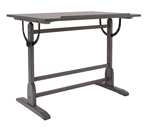 SD STUDIO DESIGNS Vintage Solid Wood Drawing 42" x 30" Angle Adjustable Top Drafting Table, 42", Slate Gray