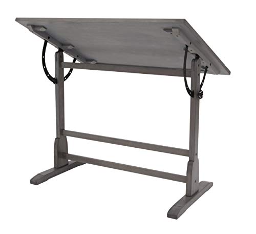 SD STUDIO DESIGNS Vintage Solid Wood Drawing 42" x 30" Angle Adjustable Top Drafting Table, 42", Slate Gray