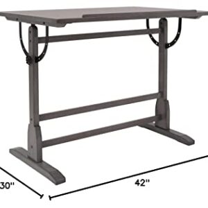 SD STUDIO DESIGNS Vintage Solid Wood Drawing 42" x 30" Angle Adjustable Top Drafting Table, 42", Slate Gray