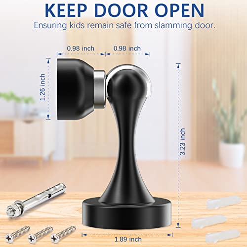 Magnetic Door Stop Stainless Steel，Door Stopper, Heavy Duty for Various Door Types, Keep Your Door Open, Wall Mount Door Holder/Catch (Black-4)