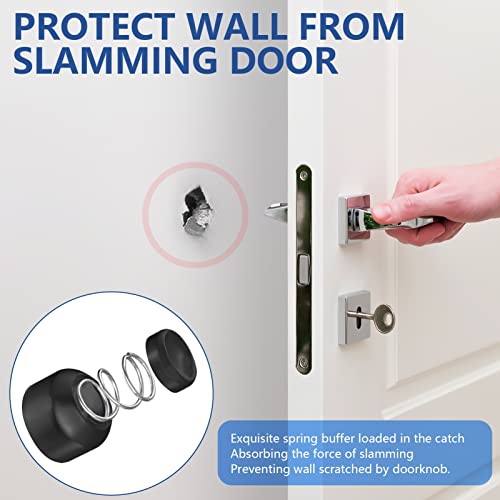 Magnetic Door Stop Stainless Steel，Door Stopper, Heavy Duty for Various Door Types, Keep Your Door Open, Wall Mount Door Holder/Catch (Black-4)
