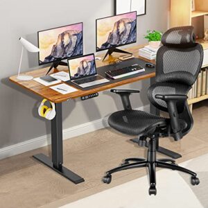farexon Electric Standing Desk 55 x 24In with Charging Station, Stand up Desk with Oversized Mouse Pad, 2 USB Ports & 3 Power Outlets, 4 Caster, 4 Preset Heights Easy to Set, 27''-45'' Lifting Range