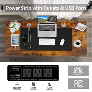 farexon Electric Standing Desk 55 x 24In with Charging Station, Stand up Desk with Oversized Mouse Pad, 2 USB Ports & 3 Power Outlets, 4 Caster, 4 Preset Heights Easy to Set, 27''-45'' Lifting Range