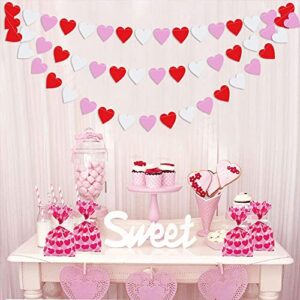 Valentine Cellophane Bags Heart Treat Bags - Happy Valentine's Day Gift Bags with Twist Ties Sweet Party Goodie Bags for Candy, Food,Soap, Cookie, Valentine Chocolates