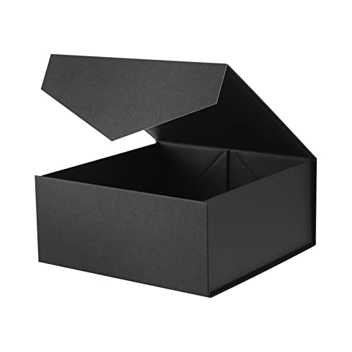 JINMING Gift Box 7.5x7.5x3 Inches, Gift Box with Lid, Black Gift Box, Groomsman Box, Collapsible Gift Box with Magnetic Closure