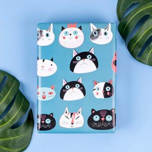 MAYPLUSS Wrapping Paper Large Sheet - Folded Flat - 6 Different Cat Design (45.2 sq. ft.ttl.) - 27.5 inch X 39.4 inch Per Sheet