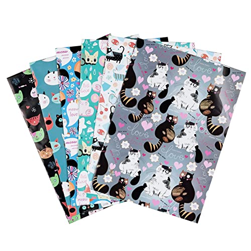 MAYPLUSS Wrapping Paper Large Sheet - Folded Flat - 6 Different Cat Design (45.2 sq. ft.ttl.) - 27.5 inch X 39.4 inch Per Sheet