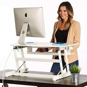 The House of Trade Standing Desk | Desk Riser Classic Stand Up Desk | 32 in Wide Fits 2 Monitors with Retractable Keyboard Tray (Black, 32" Wide)