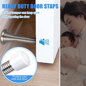 36 Pieces Spring Door Stopper Brushed Satin Door Stop for Wall 3-1/8 Inch Flexible Heavy Duty Wall Protector Doorstop with Rubber Bumper Tips (Brushed Silver)