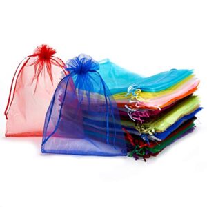 volanic 100pcs 6x9 inch sheer drawstring organza gift bag jewelry pouch party wedding favor candy bags christmas 20 color mix