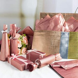 Whaline Rose Gold Tissue Paper Bulk, 100 Sheets Metallic Gift Wrapping Paper for Home, Kitchen, Weddings, Birthday Party, Showers, Arts Crafts, DIY