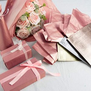 Whaline Rose Gold Tissue Paper Bulk, 100 Sheets Metallic Gift Wrapping Paper for Home, Kitchen, Weddings, Birthday Party, Showers, Arts Crafts, DIY