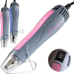 Heat Gun for Crafts, Mini Dual Temp Hot Air Gun Tool for Epoxy Resin, Shrink Wrapping, Vinyl Wrap, Embossing, Electronics, Candle Making, Sublimation, Phone Repair & DIY (Pink)