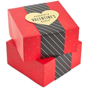 hallmark 8″ medium valentine’s day gift boxes (pack of 2: red with black and gold wrap band) for jewelry, wrapped candy, small toys, gift cards