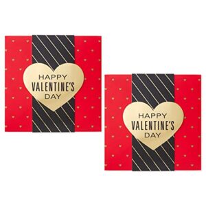 Hallmark 8" Medium Valentine's Day Gift Boxes (Pack of 2: Red with Black and Gold Wrap Band) for Jewelry, Wrapped Candy, Small Toys, Gift Cards