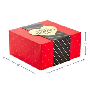 Hallmark 8" Medium Valentine's Day Gift Boxes (Pack of 2: Red with Black and Gold Wrap Band) for Jewelry, Wrapped Candy, Small Toys, Gift Cards