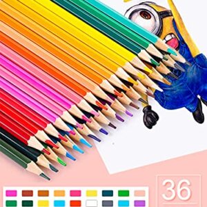 Deli 36 Pack Colored Pencils with Built-in Sharpener in Tube Cap, Vibrant Color Presharpened Pencils for School Kids Teachers, Soft Core Art Drawing Pencils for Coloring, Sketching, and Painting