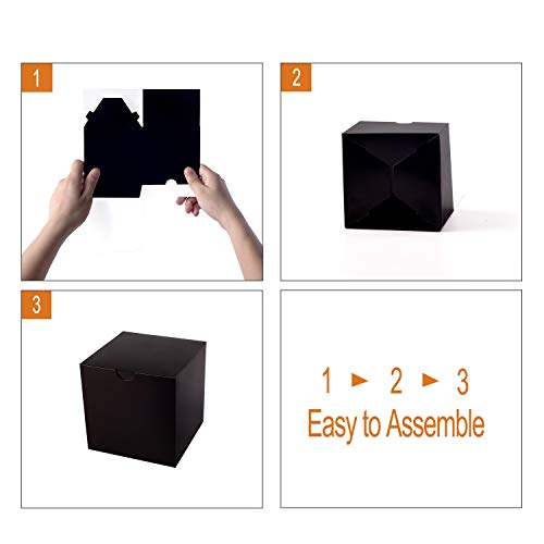 GEFTOL Small Black Gift Box 50 Pack 4 x 4 x 4 inches Fold Box Easy Assemble Paper Gift Box Bridesmaids Proposal Box for Bridal Birthday Party Christmas(Black)