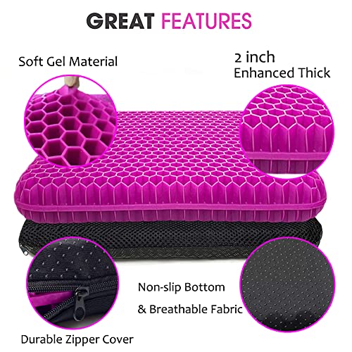 Extra Thick Gel Seat Cushion, Office Seat Cushion for Long Sitting Breathable Egg Gel Cushion for Office Home Chairs, Cars, Long Trips – Back, Sciatica, Hip, Tailbone Pain Relief Cushion (Voilet)