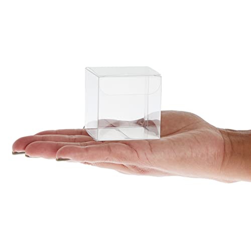 Juvale 100 Pack 2x2x2 Clear Plastic Favor Boxes Bulk for Small Wedding Party Gift Treats