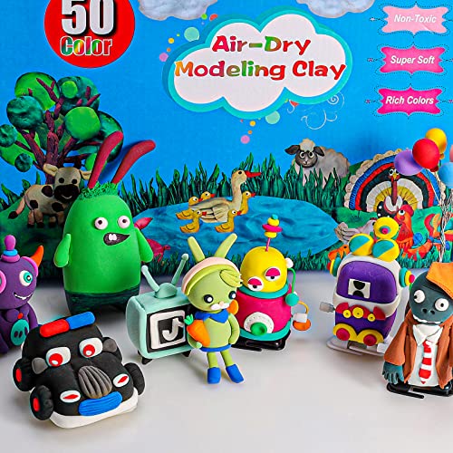 CiaraQ Modeling Clay Kit - 50 Colors Air Dry Ultra Light Clay, Safe & Non-Toxic, Great Gift for Kids.