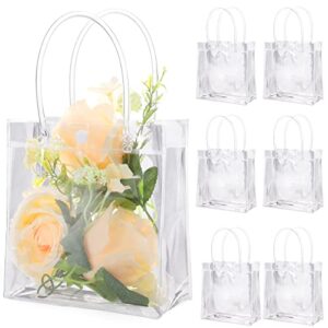 besarme 30 pack clear gift bags with handle, reusable plastic bags small gift wrap tote bags candy bags for christmas party favors wedding birthday (6.3″ x 5.9″ x 2.8″)