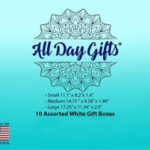 All Day Gifts 10 Pack White Gift Wrap Boxes with Lids - Assorted Multi-pack