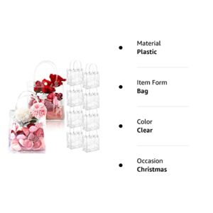 50 Pieces Clear PVC Plastic Gift Bags with Handles Transparent Gift Bags Reusable Plastic Gift Wrap Tote Bags for Bachelorette Bridesmaid Wedding Back to School Baby Shower (5.9 x 6.3 x 2.8 Inches)