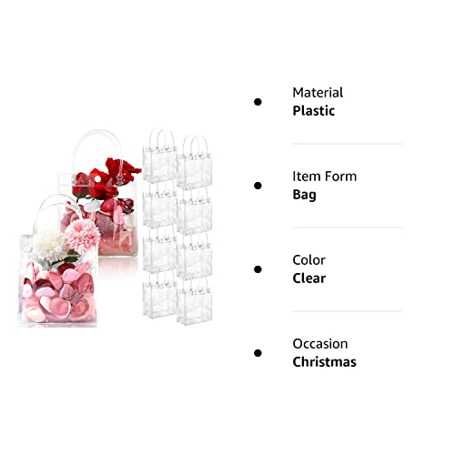 50 Pieces Clear PVC Plastic Gift Bags with Handles Transparent Gift Bags Reusable Plastic Gift Wrap Tote Bags for Bachelorette Bridesmaid Wedding Back to School Baby Shower (5.9 x 6.3 x 2.8 Inches)