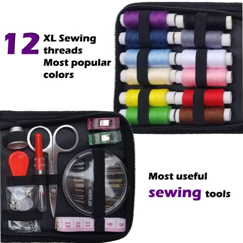 Artika Travel Sewing Kit for Adults & Kids - Mini Size, Beginner Emergency Needle and Thread Kit w/ Scissors, Thimble, Tape Measure, Thread Tape and Clips - Sewing Supplies and Accessories