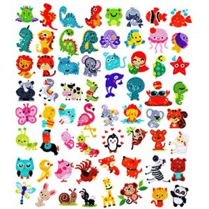 sinceroduct 64 PCS 5D DIY Diamond Painting Stickers Kits for Kids and Adult Beginners, Stick - Shaped Paint Marked with Diamonds by Numbers, More Cute Animals, Dinosaurs, Kids Gift